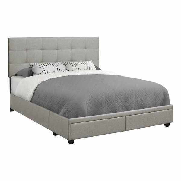 Daphnes Dinnette 2.75 in. Linen with 2 Storage Drawers Bed - Grey - Queen Size DA3598939